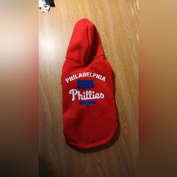 Small Dog Or Large Cat Philadelphia Phillies Red Hoodie Baseball Size XL - Picture 2 of 5